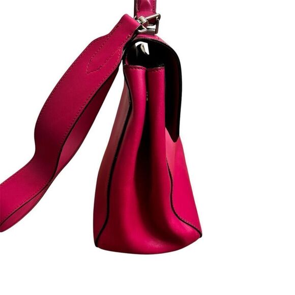 Bally Top Handle Leather Bag with Shoulder Strap “B” Turnlock Hot Pink Handbag - Picture 5 of 16